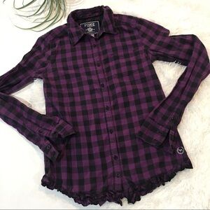 VICTORIA’S Secret Pink Plaid Ruffle button down